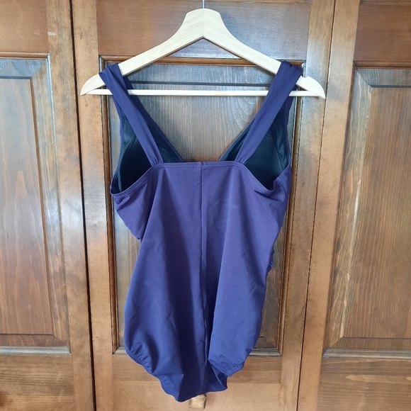 Lands' End Slendersuit Grecian Low Leg One Piece Swimsuit Blackberry 517227 - Picture 11 of 16